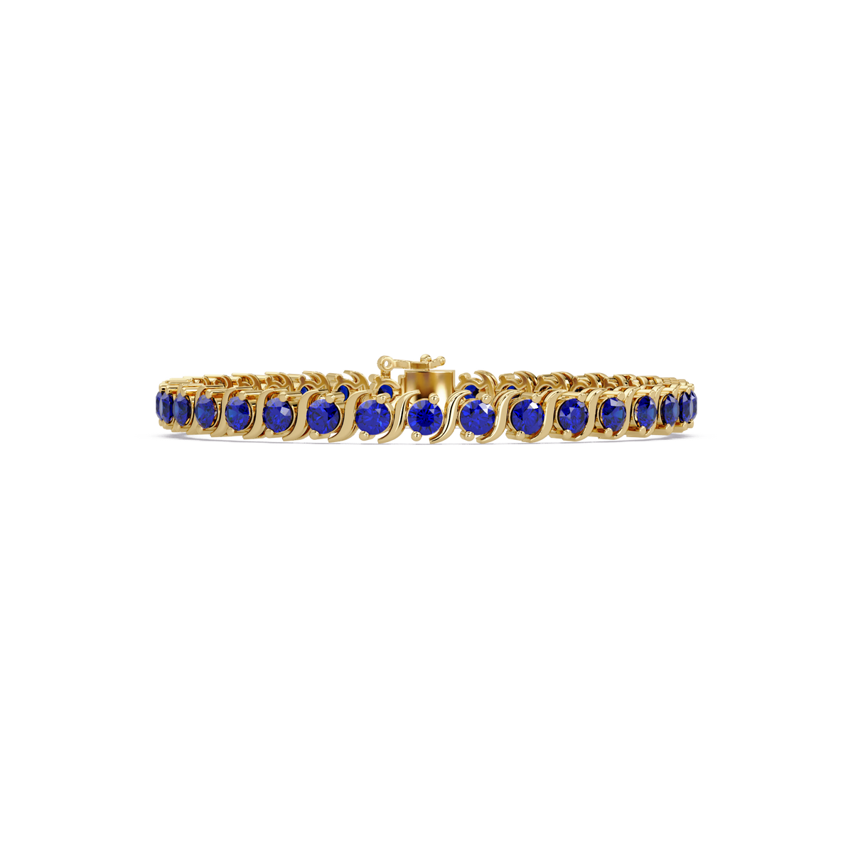 Round sapphire colorstone tennis bracelet in yellow gold