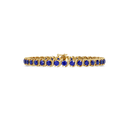 Round sapphire colorstone tennis bracelet in yellow gold