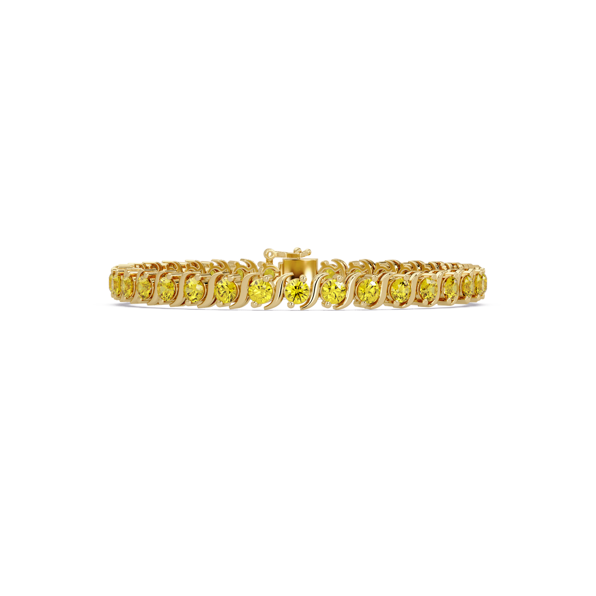 Round yellow colorstone tennis bracelet in yellow gold