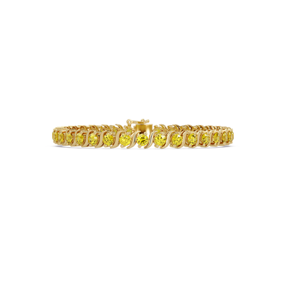 Round yellow colorstone tennis bracelet in yellow gold