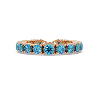 Round aquamarine blue colorstone bangle in rose gold