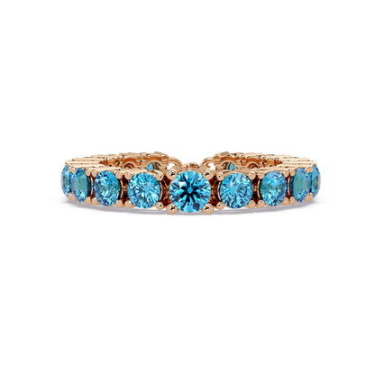 Round aquamarine blue colorstone bangle in rose gold
