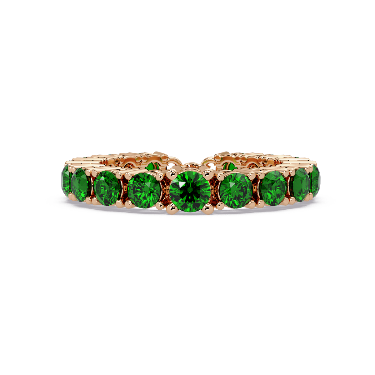 Round emerald green colorstone bangle in rose gold