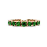 Round emerald green colorstone bangle in rose gold