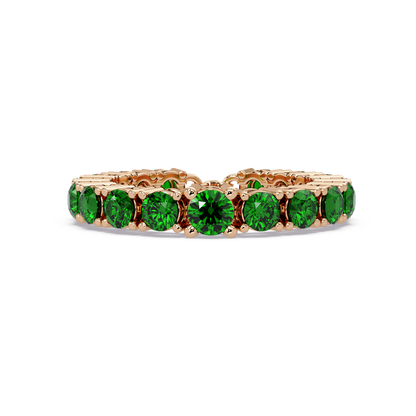 Round emerald green colorstone bangle in rose gold