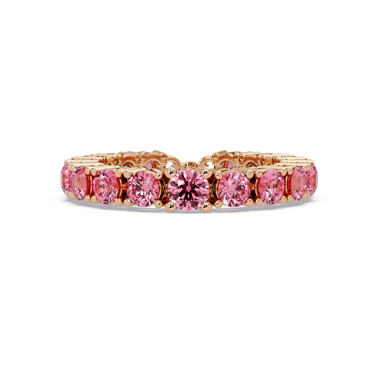 Round tourmaline pink colorstone bangle in rose gold