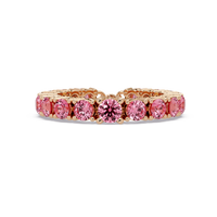 Round tourmaline pink colorstone bangle in rose gold