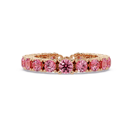 Round tourmaline pink colorstone bangle in rose gold