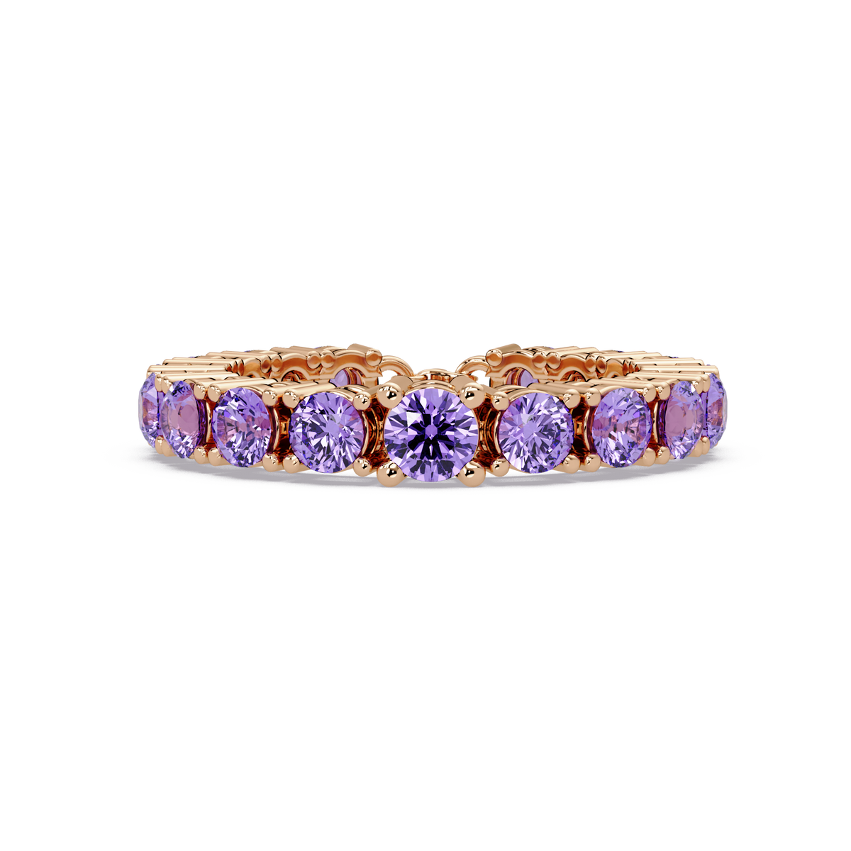Round amethyst purple colorstone bangle in rose gold