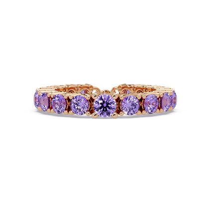 Round amethyst purple colorstone bangle in rose gold