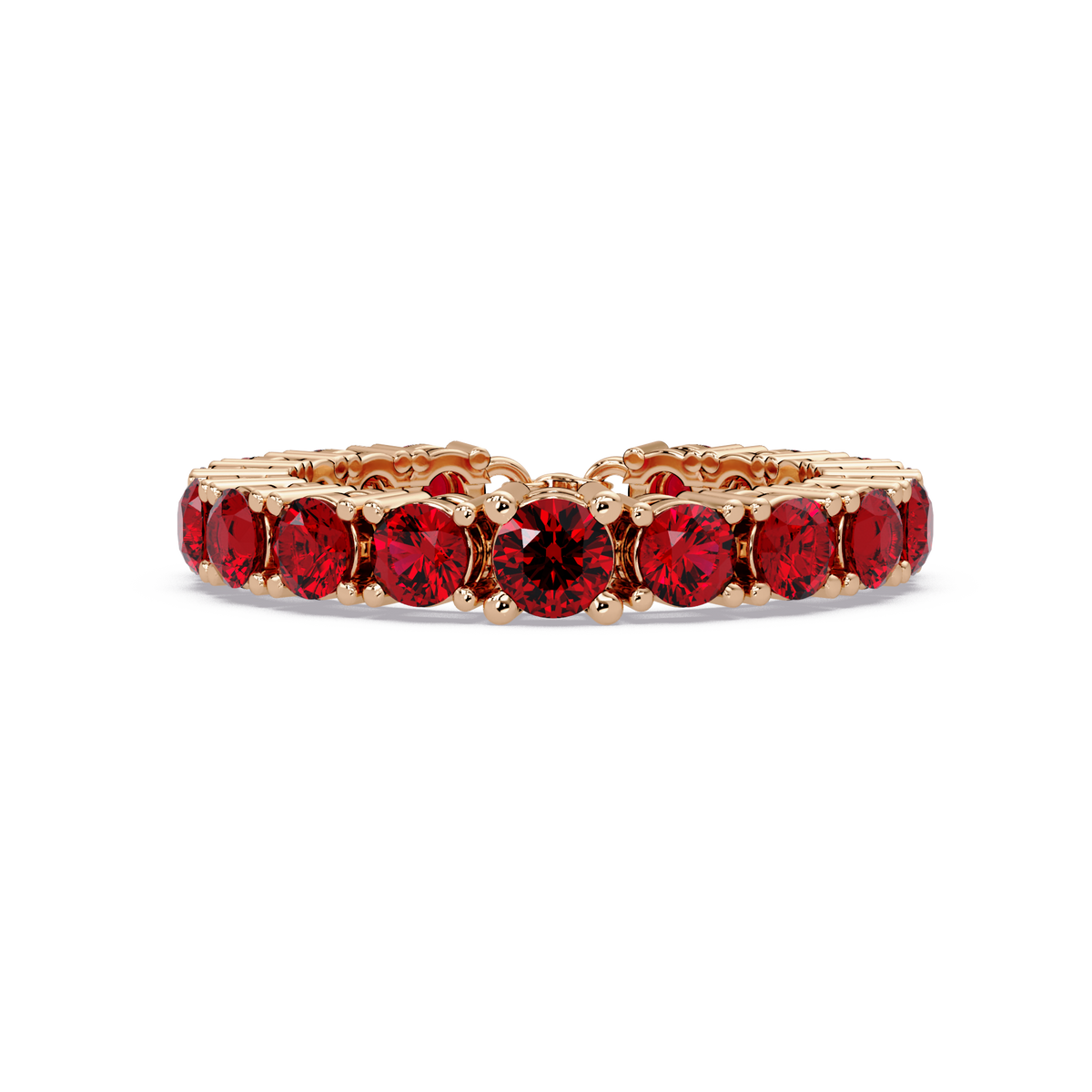 Round ruby red colorstone bangle in rose gold