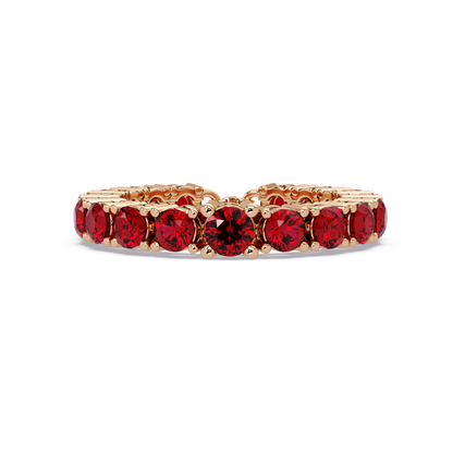 Round ruby red colorstone bangle in rose gold