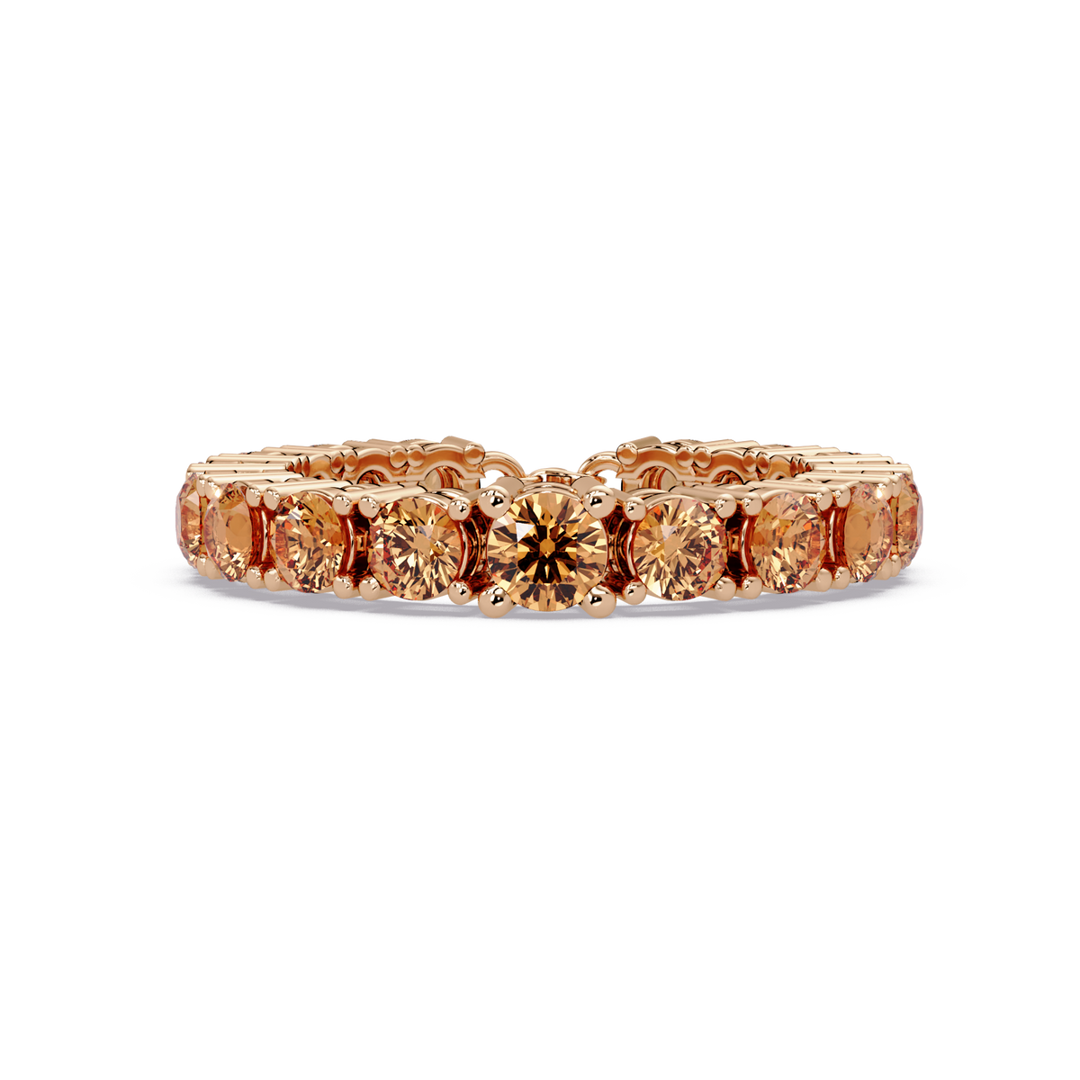 Round champagne topaz colorstone bangle in rose gold