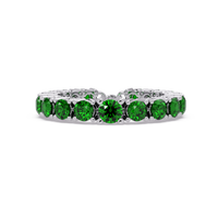 Round emerald green colorstone bangle in white gold