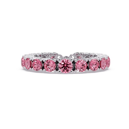 Round tourmaline pink colorstone bangle in white gold