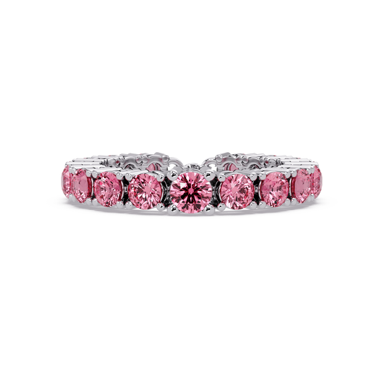 Round tourmaline pink colorstone bangle in white gold