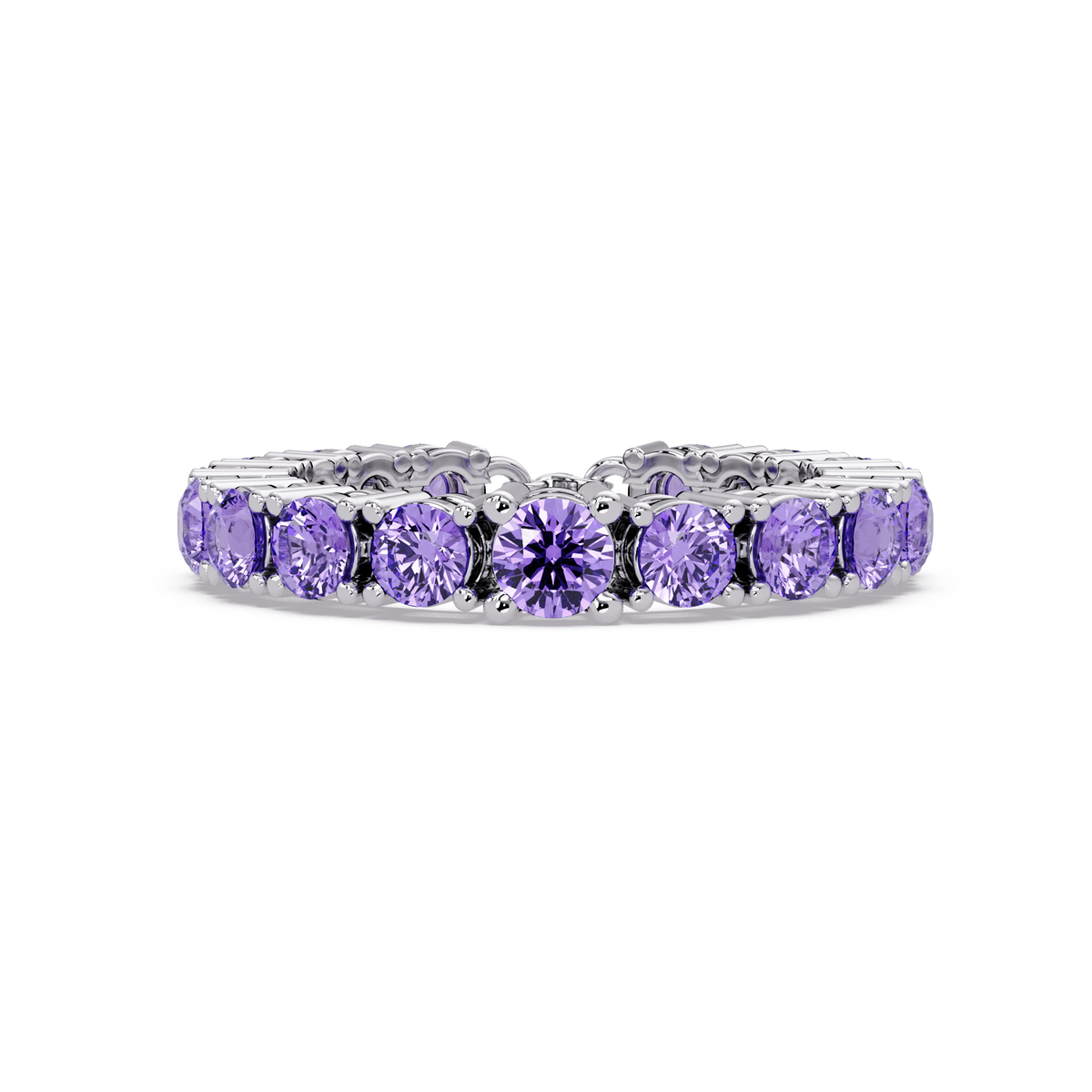 Round amethyst purple colorstone bangle in white gold