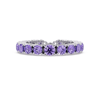 Round amethyst purple colorstone bangle in white gold