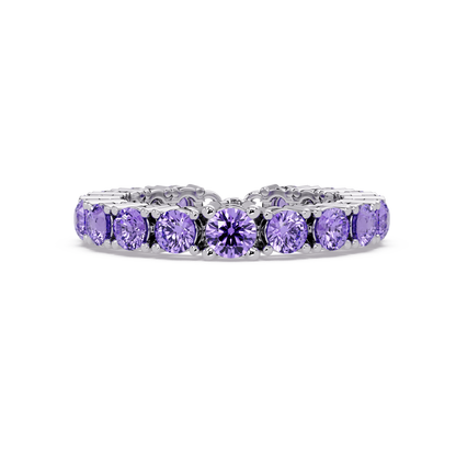 Round amethyst purple colorstone bangle in white gold