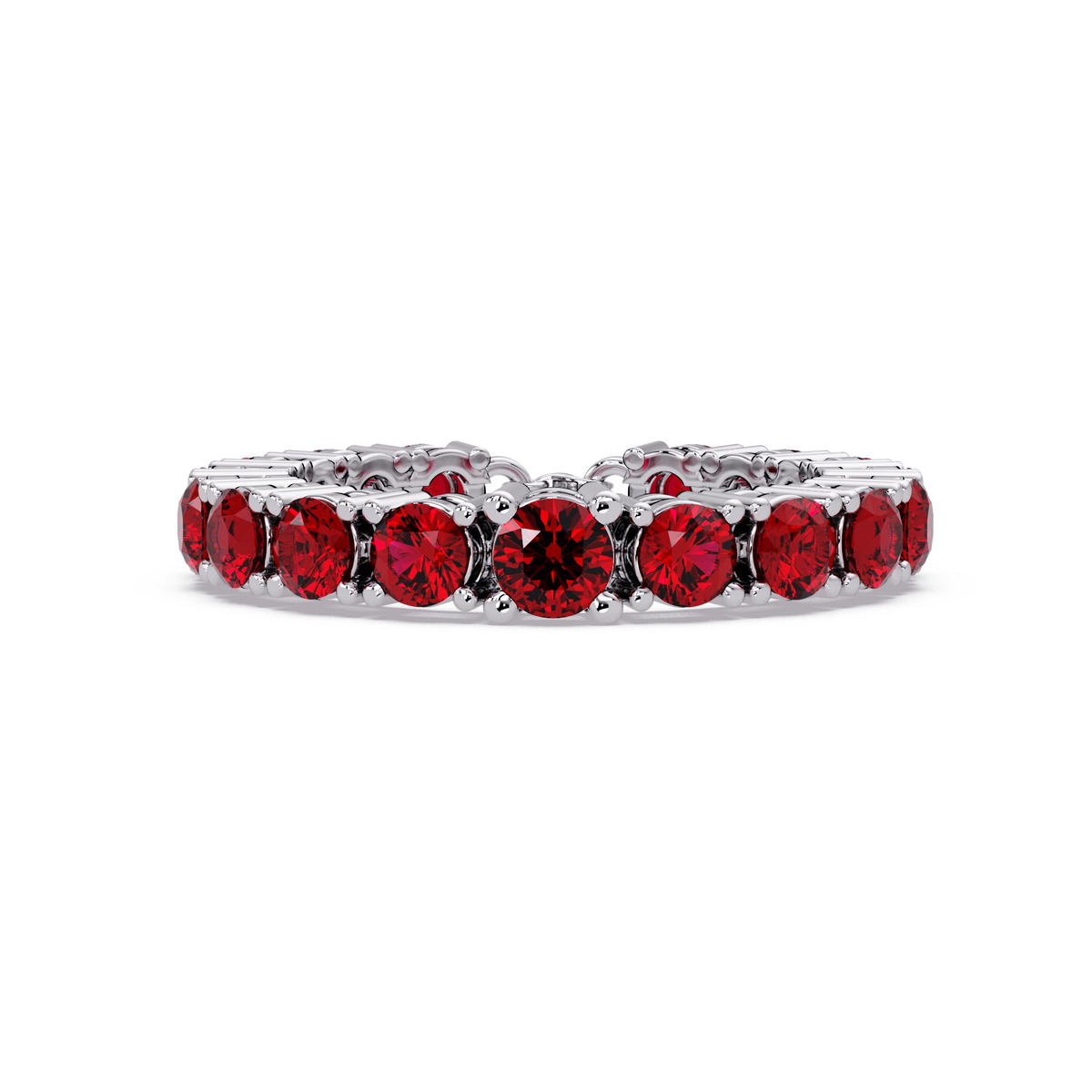Round ruby red colorstone bangle in white gold