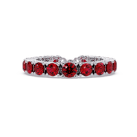 Round ruby red colorstone bangle in white gold
