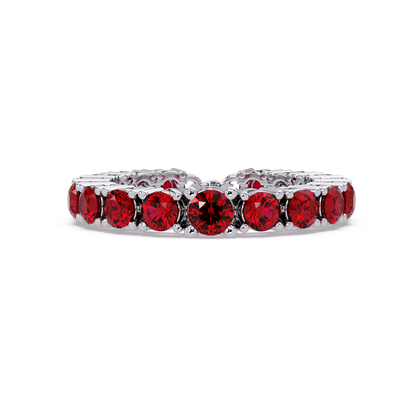 Round ruby red colorstone bangle in white gold