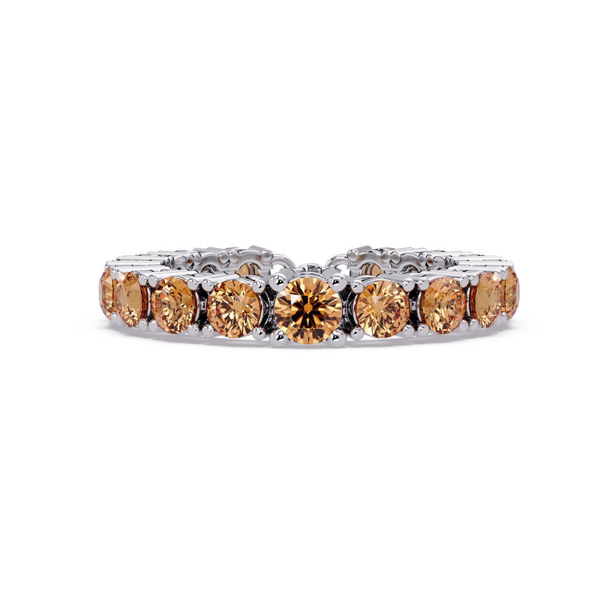 Round champagne topaz colorstone bangle in white gold