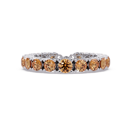 Round champagne topaz colorstone bangle in white gold