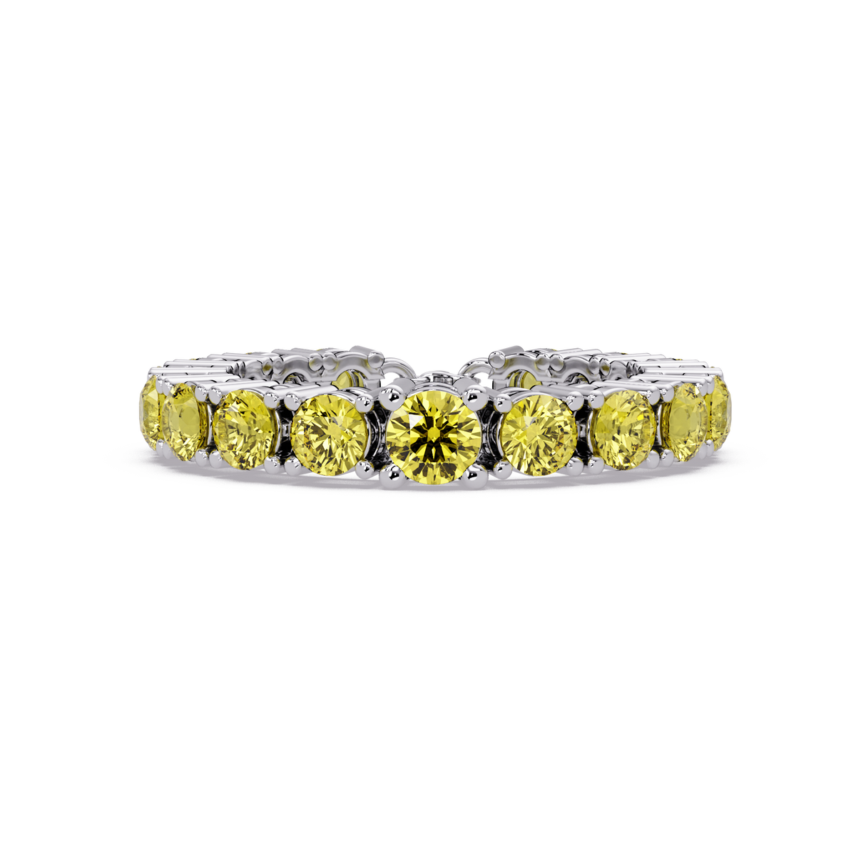 Round citrine yellow colorstone bangle in white gold