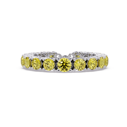Round citrine yellow colorstone bangle in white gold
