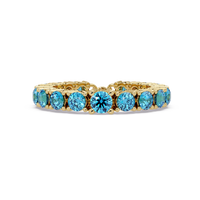 Round aquamarine blue colorstone bangle in yellow gold