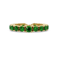 Round emerald green colorstone bangle in yellow gold