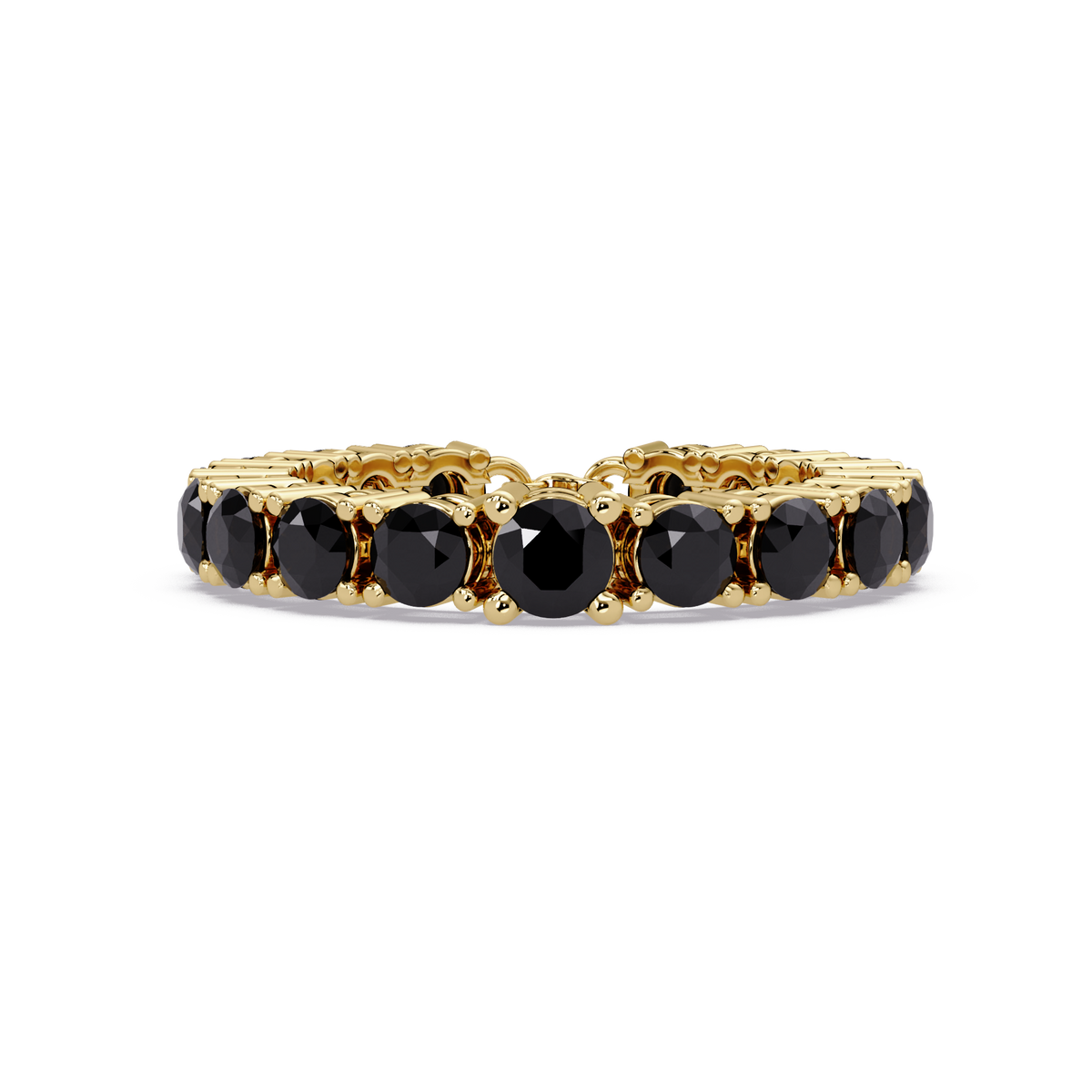 Round onyx colorstone bangle in yellow gold