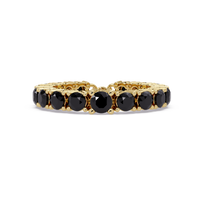 Round onyx colorstone bangle in yellow gold