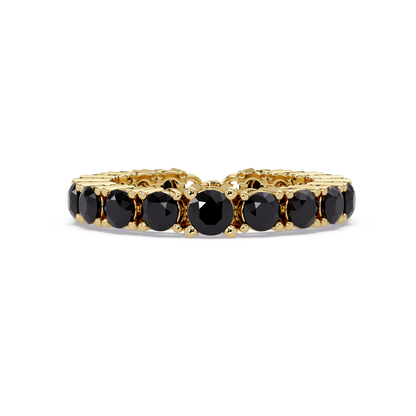 Round onyx colorstone bangle in yellow gold