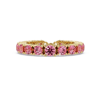Round tourmaline pink colorstone bangle in yellow gold