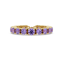 Round amethyst purple colorstone bangle in yellow gold