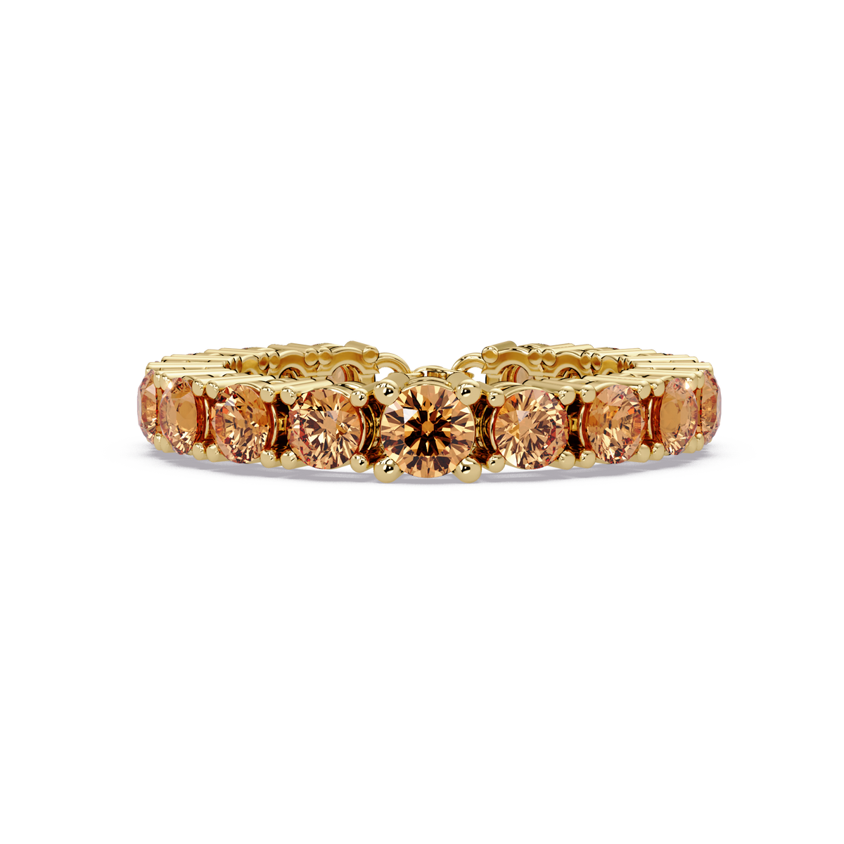 Round champagne topaz colorstone bangle in yellow gold
