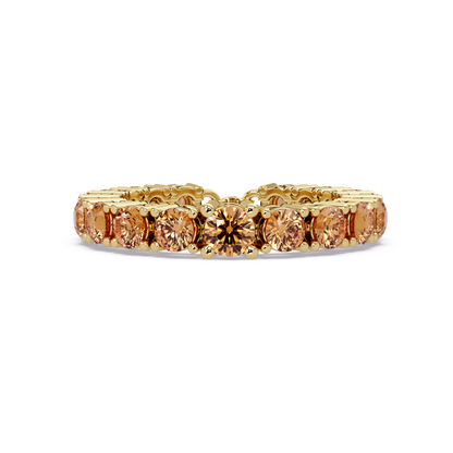 Round champagne topaz colorstone bangle in yellow gold