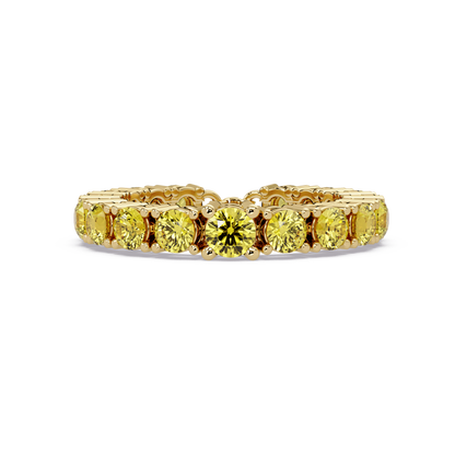 Round citrine yellow colorstone bangle in yellow gold