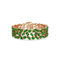 Mixed-shape emerald green colorstone tennis bracelet in rose gold