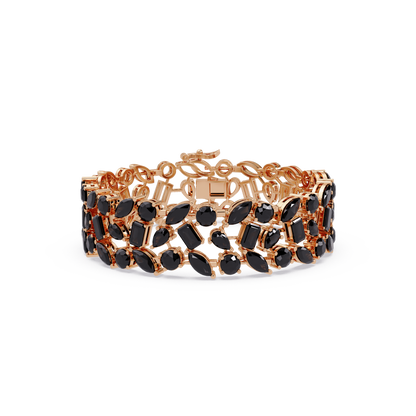 Mixed-shape onyx colorstone tennis bracelet in rose gold