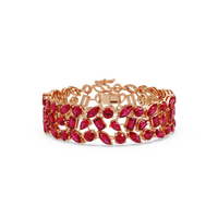 Mixed-shape ruby red colorstone tennis bracelet in rose gold