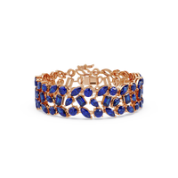 Mixed-shape sapphire blue colorstone tennis bracelet in rose gold