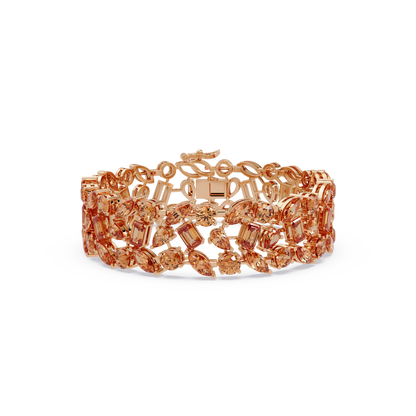 Mixed-shape champagne topaz colorstone tennis bracelet in rose gold