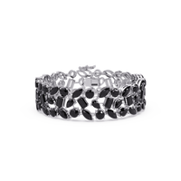 Mixed-shape onyx colorstone tennis bracelet in white gold