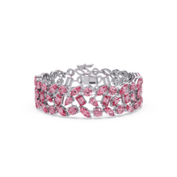 Mixed-shape tourmaline pink colorstone tennis bracelet in white gold