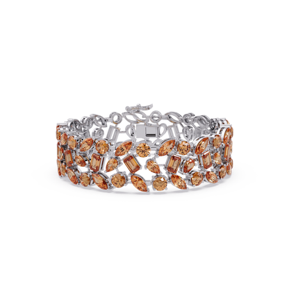 Mixed-shape champagne topaz colorstone tennis bracelet in white gold