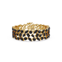 Mixed-shape onyx colorstone tennis bracelet in yellow gold