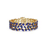 Mixed-shape sapphire blue colorstone tennis bracelet in yellow gold